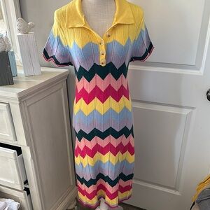Fashion nova Size 1X Colorful Chevron Knit Dress
